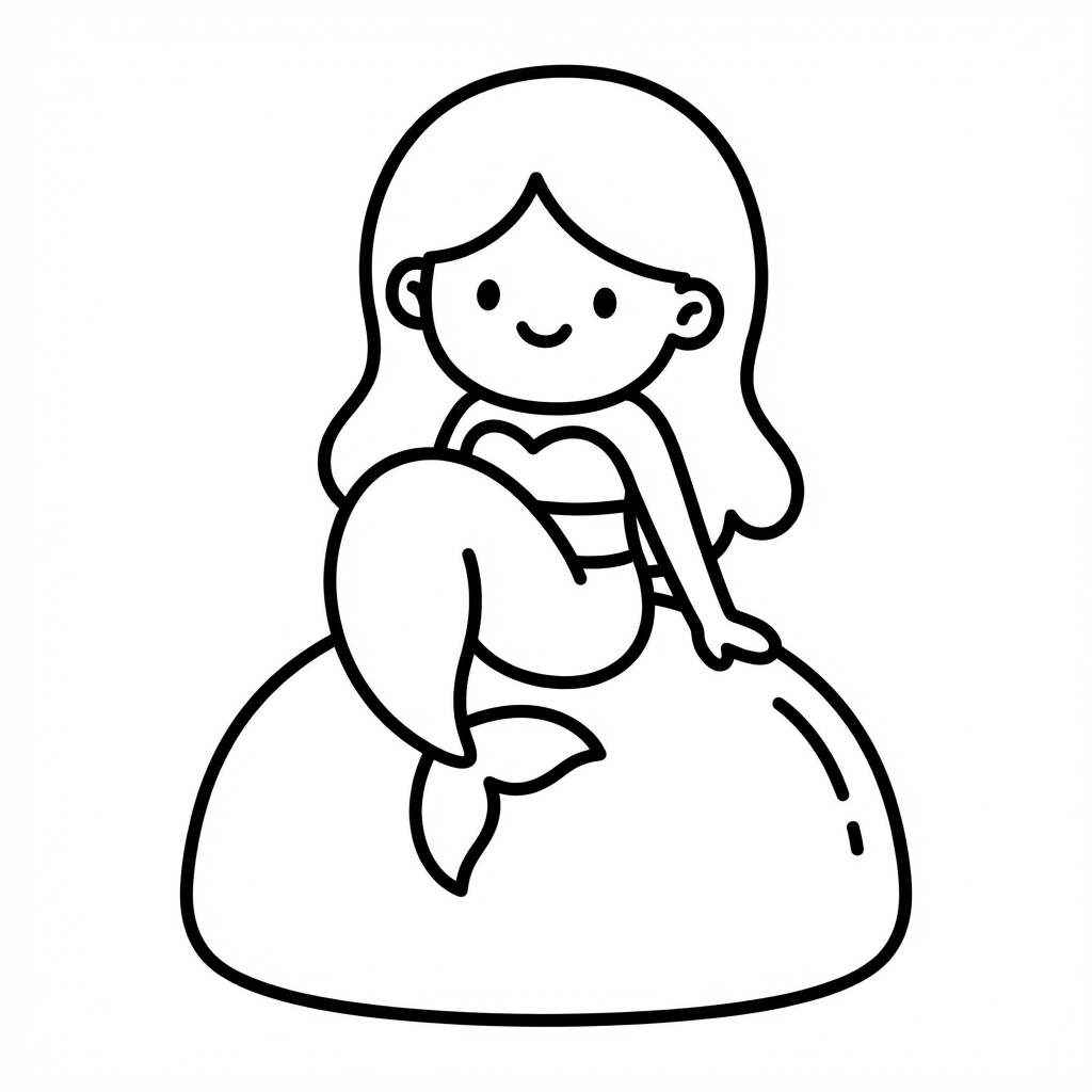 Coloring Page - Cute Mermaid
